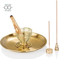 4Piece Burner, Incense Holder for Incense Sticks/Coil Incense/Incense Cones Brass Gold