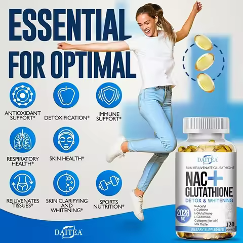 Daitea NAC Supplement - Milk Thistle Glutathione Collagen Capsules - Skin Health & Vitality, Detoxif