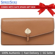 Kate Spade Wallet In Gift Box Long Wallet Marti Pebbled Leather Large Slim Wallet Warm Gingerbread Brown # K6402