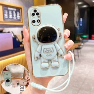 Case for Huawei P20 Huawei P20lite Huawei P20pro Huawei P30lite Huawei P30 Huawei P30pro electroplating astronaut with stand silicone straight edge mobile phone case