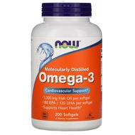 Now Foods, Molecularly Distilled Omega-3, 200 Softgels