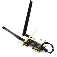 M.2 NGFF Wireless Card to PCIe Adapter Desktop WLAN Converter w/ 2X 6dBi Antenna for Intel AX210 AX2