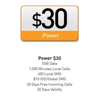 M1 Prepaid Power $30 | 5GB Data + $10 IDD + 1,000 Mins + 400 SMS | 30 Days / Top Up / Recharge / Ren