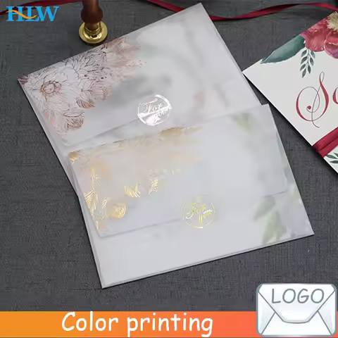 10pcs Transparent sunflower paper envelope for wedding invitation, rose gold, sun tanned, profession