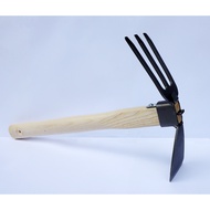 Garden Hoe and Garden Rake 15" Heavy Duty Wood Handle Garden Hoe Rake