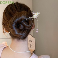 DOREEN Butterfly Hair Stick, Tassels Hair Accessories Hanfu Hair Chopsticks, Elegant Flower Hanfu Ornament Pearl Flower Hair Fork Girls/Women