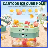 Cartoon Ice Cube Mold Food Grade Ice Cube Press Ice Storage Box Ice Box Household Ice Cube Artifact with Lid