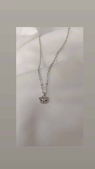 KALUNG ANAK RANTAI NORI SIERO + LIONTIN HELLO KITTY VARIASI MATA PUTIH PERHIASAN PERAK IMPORT 925 LAPIS EMAS PUTIH