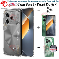 เคส Tecno Pova 6/Pova 6 Pro 5G เคสโทรศัพท์กระจกเทมเปอร์ Pova 6ฟิล์มป้องกันหน้าจอ + ฟิล์มเลนส์กล้อง +