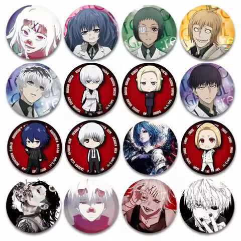 Anime Peripheral Character Ken Kaneki Juuzou Suzuya Badge Handmade Round Brooch Pins DIY Backpack Cl