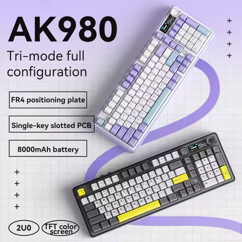 Ajazz AK980 Gaming Mechanical Keyboard with Color Screen 98 Keys RGB Bluetooth Wireless Keyboard Gam