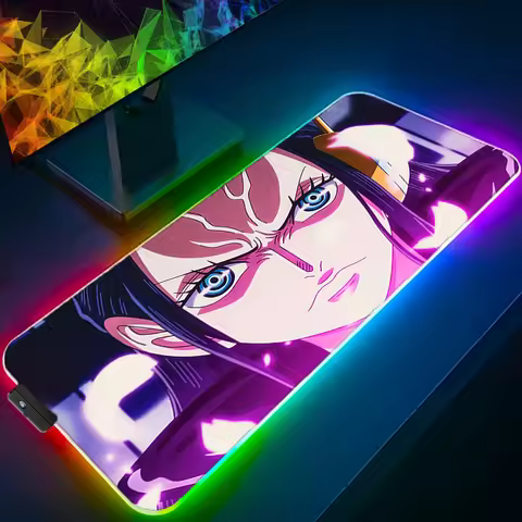 RGB LED Mouse Pad Laptop One Piece Nico Robin Keyboard Pad Non-Slip Anime Tablet Pad PC Accessories 