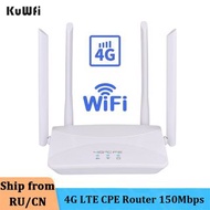 KuWFi 4G WiFi Router Wireless LTE CPE Router SIM Card Slot Rj45 3G 4G Wireless Router Hotspot CAT4 1