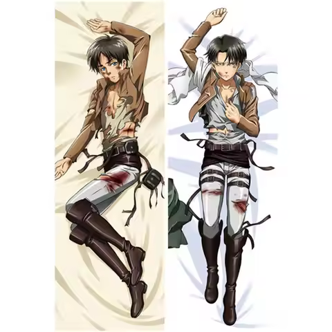 NEW Anime Shingeki No Kyojin Decoration Pillow Case Covers Attack On Titan Levi Rivaille Hugging Bod