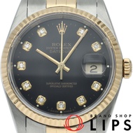 勞力士 Datejust 男士腕錶 10P 鑲鑽 Datejust 男士腕錶 16233G(W) K18YG/SS 男士腕錶 黑色拋光 1995 年 成色極佳 [二手]