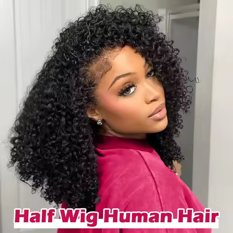 250% Density Half Wigs Human Hair Burmese 3C4A Curly Glueless Wig 3C4A Burmese Natural Curly Adjusta