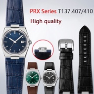 Genuine Cowhide Leather Strap for Tissot PRX Series T137.407/410 Men Business Fashion Watch Band Replacement Parts