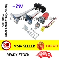 [Ready Stock] 150db 24V Dual Trumpet Air Horn Compressor Kit For Train Car Truck Lorry Boat Loud + R