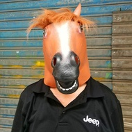 Horse Head Mask Animal Headgear Jiangnan style Dog Horse Jun Halloween Brown Horse Mask Latex Mask W