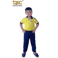 Yellow student gym set, school gym uniform.