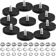 Homaisson 10Pcs Rubber Coated Neodymium Magnets, Scratch-Proof Magnet Bases with M6 Male Thread Studs, Sturdy Mounting Magnets with Nuts and Washers for Lighting, Camera