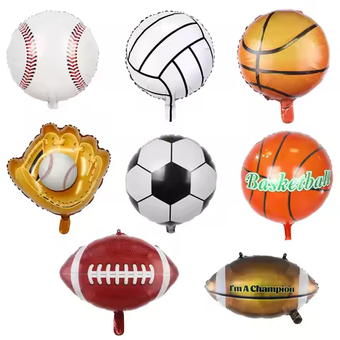 2PCS 18 Inch Football Basketball Baseball Rugby Aluminum Foil Balloons Bar Sports Event Decoration B
