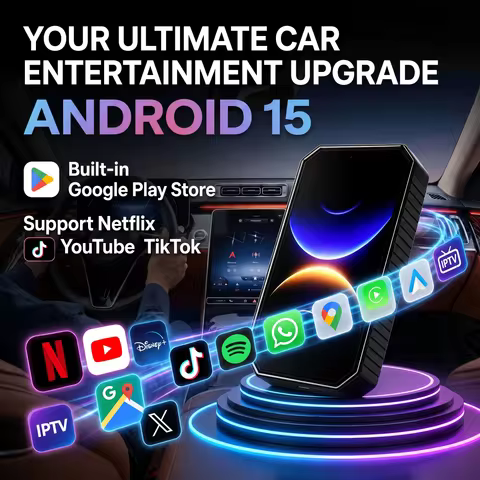 Android 15 CarPlay AI Box Dual Wireless CarPlay & Android Auto Adapter Preloaded Netflix YouTube Str