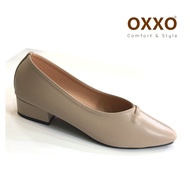 OXXO รองเท้าคัทชู ผู้หญิง ทรงหัวแหลม สูง1.4 นิ้ว ใส่ทำงาน ใส่เที่ยว ทำจากหนังพียู นิ่มใส่สบาย FF9053