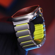 Rubber Metal Band for iWatch Series 11 10 46mm Ultra 3 2 49mm Watchband Luxury Titanium Magnetic Str