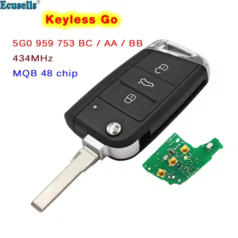 3 Button Keyless-Go MQB System Smart Remote Key 434Mhz ID48 Chip for Volkswagen Golf 7 Tiguan 2014-2