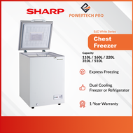 Sharp Chest Freezer with R600a Refrigerant Dual Cooling &amp; Extra Cool (SJC Series) - Available in 110L-510L (White)