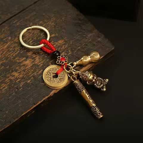 Black Myth Wukong Game Peripheral Keychain Golden Cudgel Brass Copper Cash HD Double-Sided School Ba