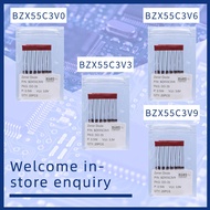20-100PCS 1/2W BZX55C3V0 BZX55C3V3 BZX55C3V6 BZX55C3V9 Silicon Planar Power Zener Diodes DO-35 Axial