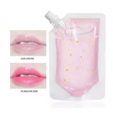 Pink Lip Gloss Base Gel DIY Gold Foil Moisturizing Lip Gloss Temperature Color Temperature Change Li