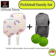 [Limited Ed] Pickleball Family Rainbow Set ‍ ‍ ‍ – Adult + Junior Paddles, 2 Balls & Carrier Bag