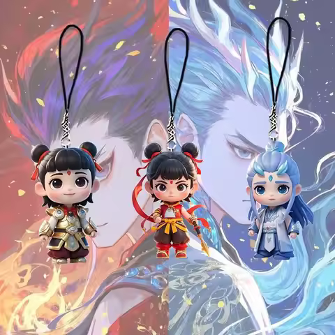 Nezha 2 Devil Child's Sea Nezha Aobing Anime Peripherals Creative Cartoon Cute Acrylic Keychain Mobi