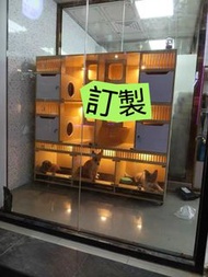 定制狗籠不銹鋼展示櫃貓籠寄養繁育實木貓別墅貓狗一體籠寵物店用Customized dog cages, stainless steel display cases, cat cages, boardi
