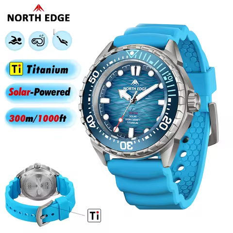 NORTH EDGE NEW+ TRITON-TI Titanium Solar-Powered Diving Watch Luxury Quartz Watches For Men 300M Wat