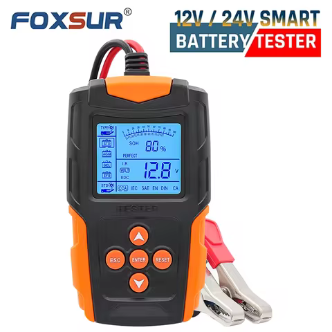 FOXSUR 12V 24V Car Battery Tester 55-995CCA Battery Analyzer Automotive Diagnostic Scanner Tools For