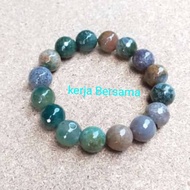 Army colored motif agate cutting bracelet
