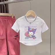 HYS Girls Suit Girls Fashionable Kuromi Suit girls short sleeve suit Girls hip hop suit Girls croppe