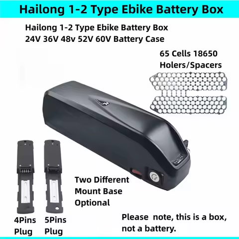 65 pcs 18650 cells Shanshan Big Hailong 1-2 Ebike Battery Box with USB 36V 48V 52V 60V Down Tube Sha