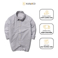 Men's Plain Shirt PREMIUM OXFORD FABRIC Gray Long Sleeve Premium Oxford Fabric - KURAMAN