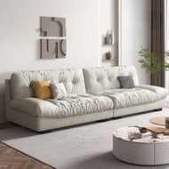Sofa Bed Fabric Beige Small Apartment Living Room Italian Technology Fabric Straight Row Sofa