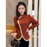 Imitation 2025 Bottoming fashion New Style Sweater Mink Chinese Style Shirt Women cod Plus Top New C