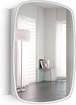 Makeup Mirror, One-door Bathroom Cabinet with Organizer Mirror Storage Bathroom Cabinet Mirror Hidden Handle Furniture
