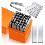(BIGY) 36 Pcs Steel Metal Stamping Set 1/8 Inch(3mm) with 50 Pcs Aluminum Plant Label Steel Number a
