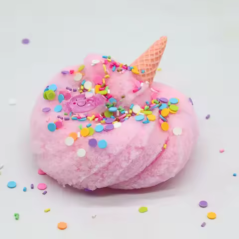 200ml Pink Ice Cream Cloud Slime, Scented Fluffy Slime with Candy Sprinkles