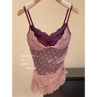 Women Slim-fit Vest Summer Desire Stitching Sling Chest Strap Thin Pad Design Appearance Wave Lace P