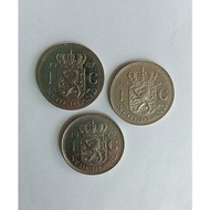 Old Coins Collection/Foreign-Holland/The Nederland ( Pre-Euro )-1 Set x 3 Coins - I Guilder - 1967/ 